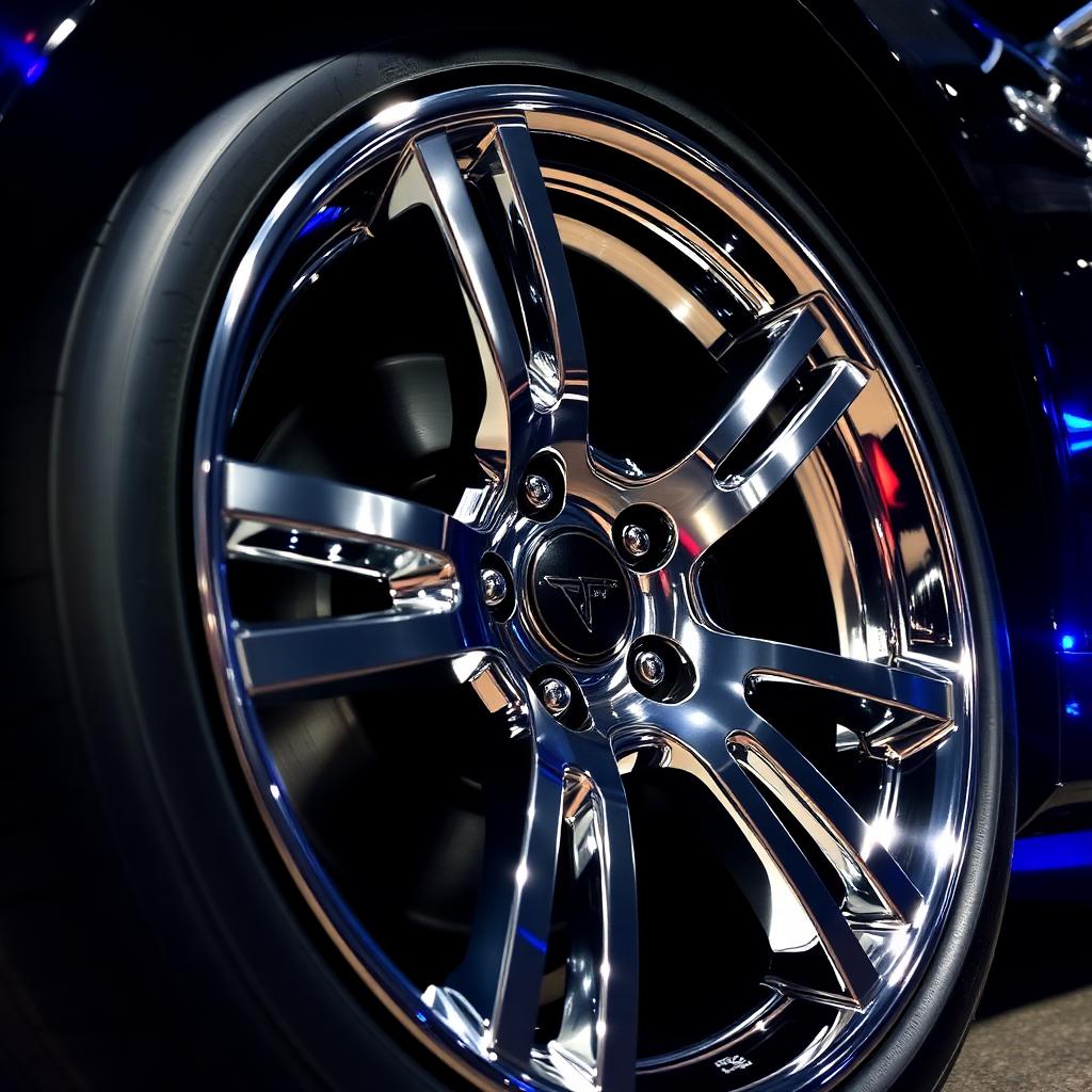 Polished chrome alloy wheel detail